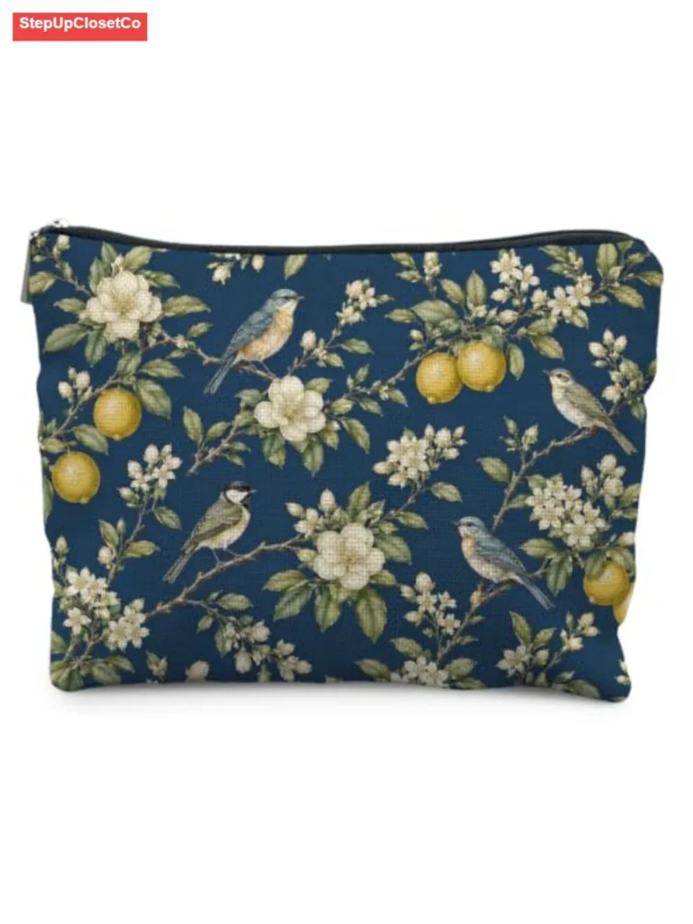 Linen Canvas Lined Zip Top Makeup Bag Cosmetic Toiletry Organizer Travel